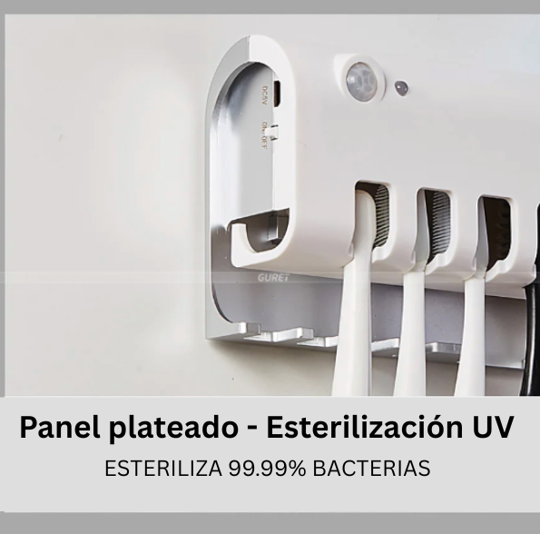 Soporte Esterilizador Cepillos UV + Dispensador Pasta